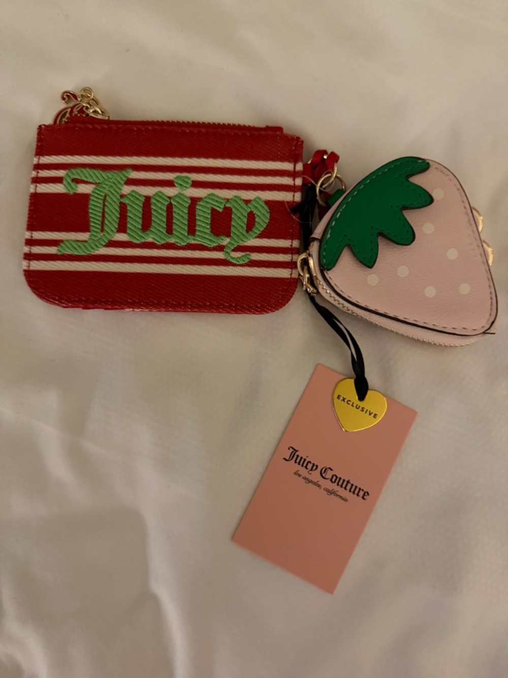 Juicy Couture Red & Pink Strawberry Coin Pouch Key Charm